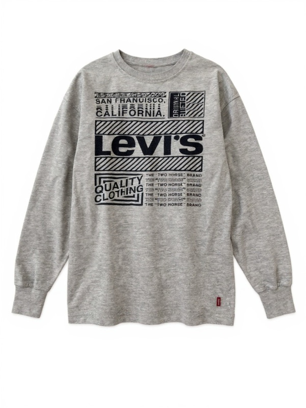 Levi's  youth size L Light Gray Long Sleeve Graphic Tee with Black Accents used